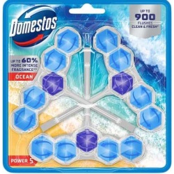 WC fertőtlenítő, 3 db-os, DOMESTOS "Power 5", óceán