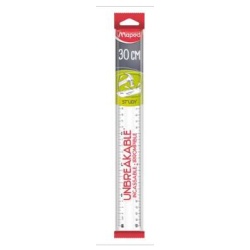 Vonalzó, műanyag, törhetetlen, 30 cm, MAPED "Study Unbreakable", átlátszó